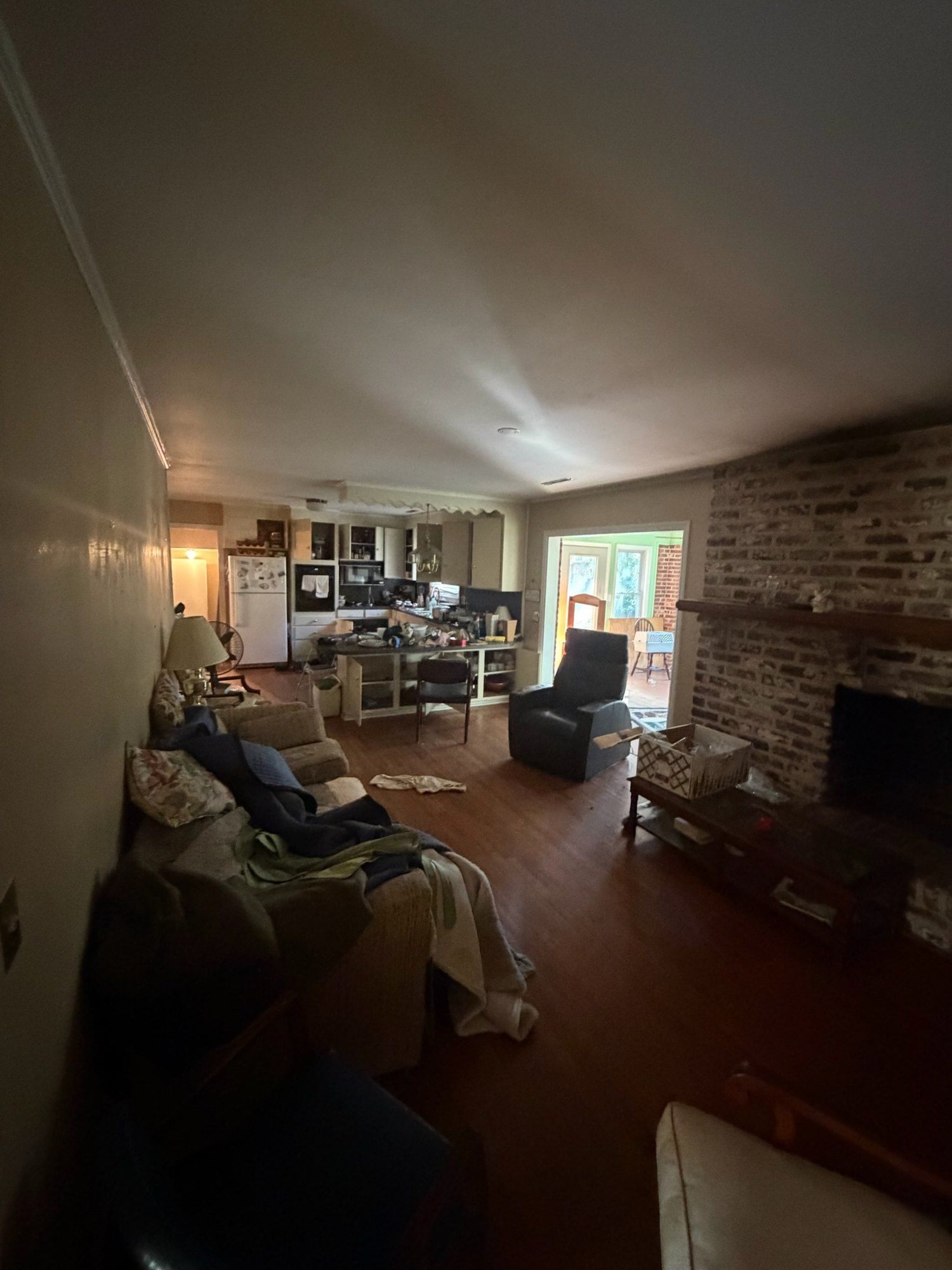 Original family room looking toward the kitchen